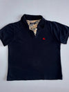Burberry London Polo Shirt | Nova Check Placket | Black | Made in England (XS)