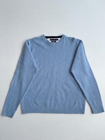 Tommy Hilfiger Sky Blue Lambswool Crewneck Sweater – (M)