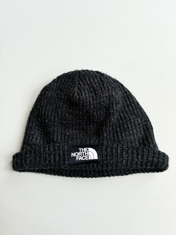 Vintage The North Face Black Fisherman Ribbed Beanie (H-9 inches/W-22)
