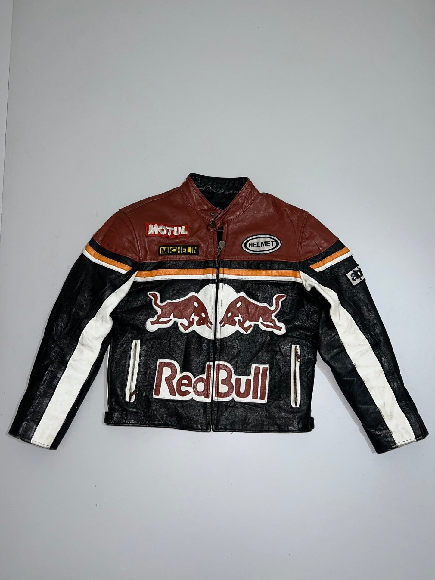 ZVintage Red Bull Genuine Leather Racing Jacket Streetwear (SUPER RARE) (M)