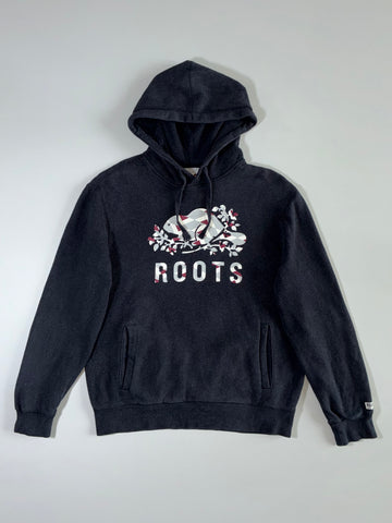 Roots Canada Black Graphic Hoodie (L)