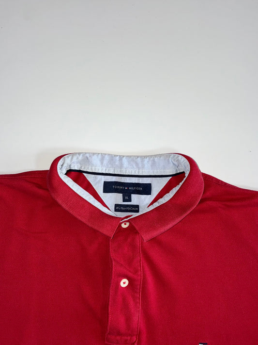 Tommy Hilfiger Polo Shirt – Red, 40’s Two Ply Cotton, Men’s (2XL)