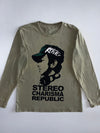 Stereo Charisma Republic | Graphic Long Sleeve Tee | Washed Olive (S/M)