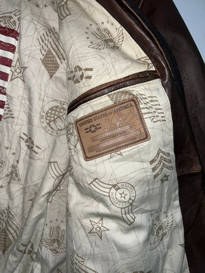 Z90's Sonoma Map Lined Heavy Brown Original Leather Aviator (XL/2XL)