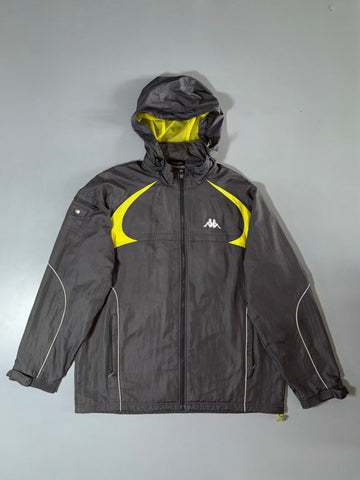 Kappa Aerotec Grey/Yellow Hooded Windbreaker Jacket  (XL/2XL)