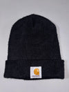 Vintage Carhartt Black Cuffed Knit Beanie (H:12 inches/W:18 inches)