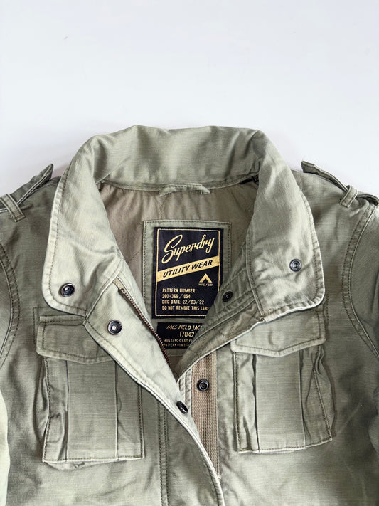 Superdry | M65 Field Utility Jacket With Hidden Collar Cap | Washed Olive Green (M)