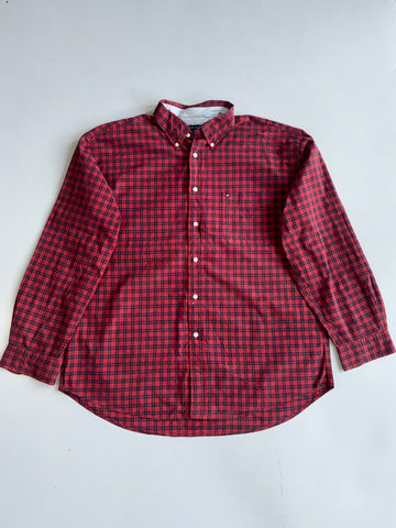Tommy Hilfiger Plaid Button-Up Shirt – Red/Navy/Green  (2XL)