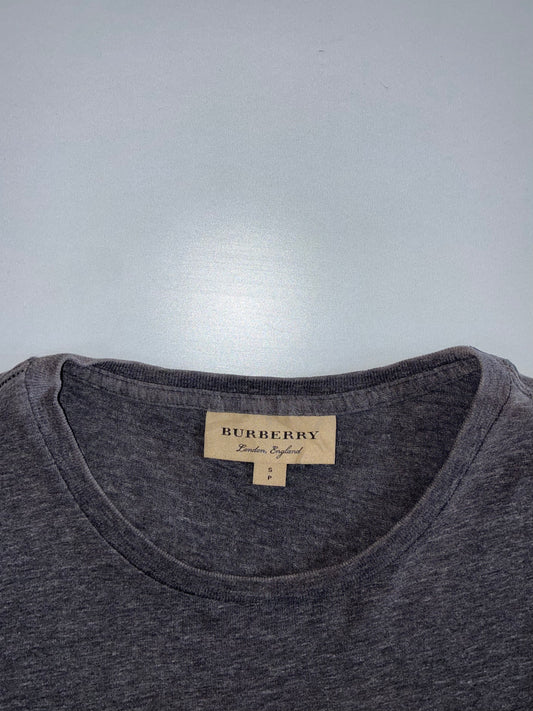 Burberry London Charcoal Long-Sleeve Tee  Red Equestrian Knight Logo (M)
