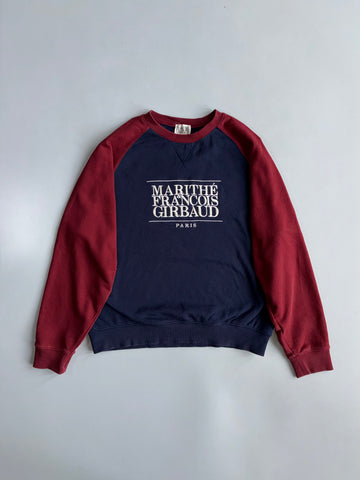 Marithe Francois Girbaud | Navy Maroon Colorblock Sweatshirt | (L/XL)