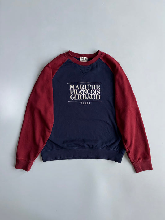 Marithe Francois Girbaud | Navy Maroon Colorblock Sweatshirt | (L/XL)