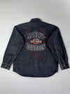 Harley-Davidson Washed Black Long-Sleeve Button-Up Shirt with Chest Logo (XL)