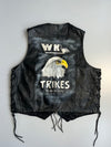 ZPremium Black Leather Bike Vest -Eagle Design (M/L)
