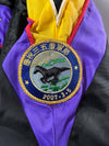 Vintage Y2K Choko Bear Puffer Jacket – Black/Purple/Yellow, Sherpa Collar (XL/2XL)