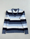 Tommy Hilfiger Blue Striped V-Neck Sweater (S)