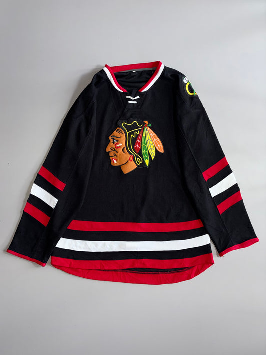 Chicago Blackhawks NHL Hockey Jersey Black Home Jersey (XL/XXL)