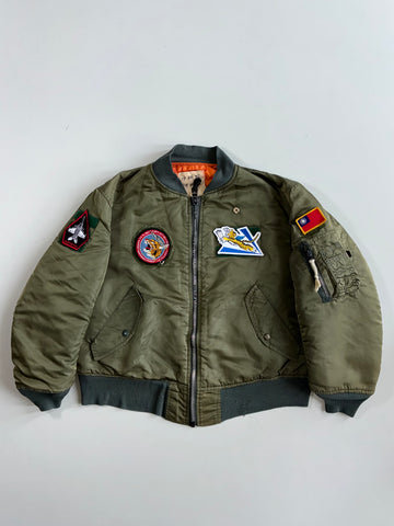 Vintage Taiwan Air Force MA-1 Style Reversible Bomber Jacket(XL)