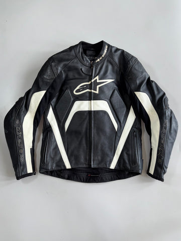 Alpinestars Perforated Star Logo Racing Leather Jacket Hump On Back (Paded)(S)