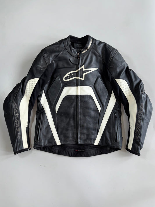 Alpinestars Perforated Star Logo Racing Leather Jacket Hump On Back (Paded)(S)