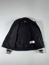 FSBN “Rough” Graphic Varsity Jacket with Tiger & Flaming 8-Ball Design – Black & Cream (S)