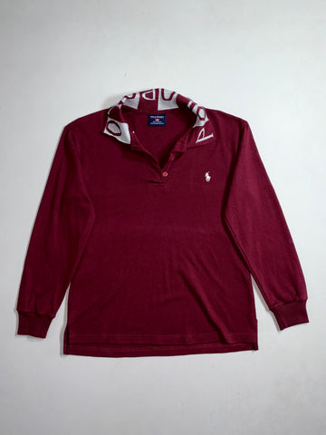 Polo Sport Ralph Lauren | Burgundy Spell Out Collar Long Sleeve Polo (S)