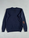 Lacoste Textured Knit Crewneck Sweater – Navy with Green Croc (S)