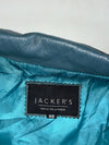 Jacker’s Slate Teal Pebbled Leather Collared Jacket with Hidden Placket, (M)