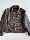 Vintage  Brown Leather Biker Jacket(Xl)