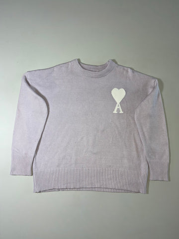 Ami Paris Lilac Big Ami de Coeur Logo Knit Sweater  (2XL)