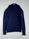 Tommy Hilfiger | Navy Merino Wool Mock Neck Sweater – Signature Stripe | (S/M)