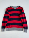 Tommy Hilfiger Red & Navy Rugby Stripe Knit Sweater (S)