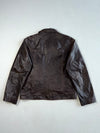 Vintage Dark Brown Distressed Leather Zip-Up Jacket (XL)