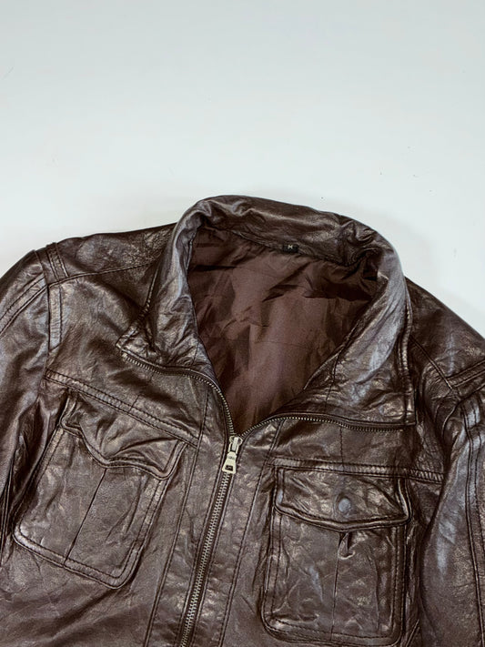 Vintage Italian Solofra Brown Leather Field Jacket women’s (XS)