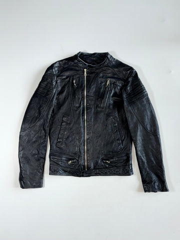 Vintage Italian Lambskin Black Leather Cafe Racer Jacket Women’s (S)