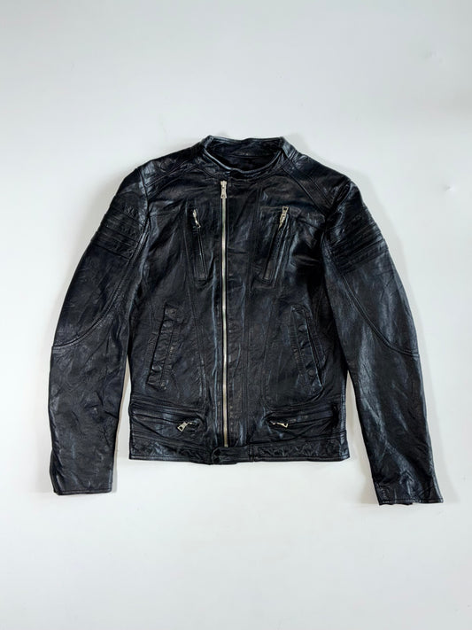 Vintage Italian Lambskin Black Leather Cafe Racer Jacket Women’s (S)