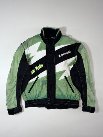 Vintage Kawasaki Green Black Racing Jacket (L/XL)