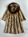 A&M Hurtig Furriers | Vintage Lynx-Print Real Fur Long Coat | Dark Fox Collar |{Rare} (M)