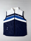 Fila Navy & White Colorblock Puffer Vest – Striped Chest Panel (L)