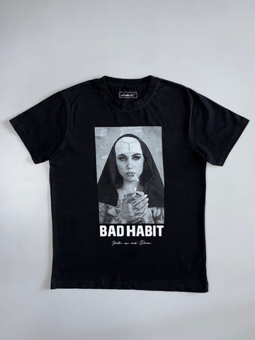 Mister Tee Vintage Black “Bad Habit” Nun Graphic T-Shirt (L)