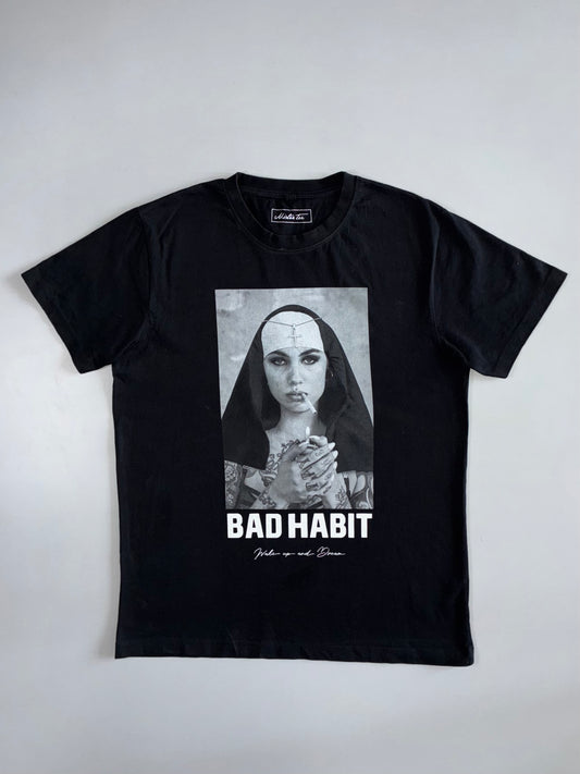 Mister Tee Vintage Black “Bad Habit” Nun Graphic T-Shirt (L)