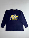 Vintage 90s FUBU Jeans Company Embroidered Long Sleeve Tee – Navy/Yellow (2XL/3XL)