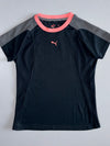 Puma Short Sleeve Colour-Block Performance Tee — Black/Grey/Coral (S)