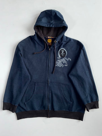 Big Train Osaka Japanese Navy Dragon Embroidered Zip Hoodie(2Xl)