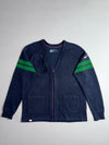 Nike Golf Dri-FIT Navy Zip Cardigan with Green Sleeve Stripes Women’s (L/XL)