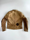 REV’IT! Vintage Washed Tan Leather Cafe Racer Moto Jacket Padded ((M)