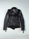 Women’s Black Asymmetric Zip Leather Biker Jacket (XS)