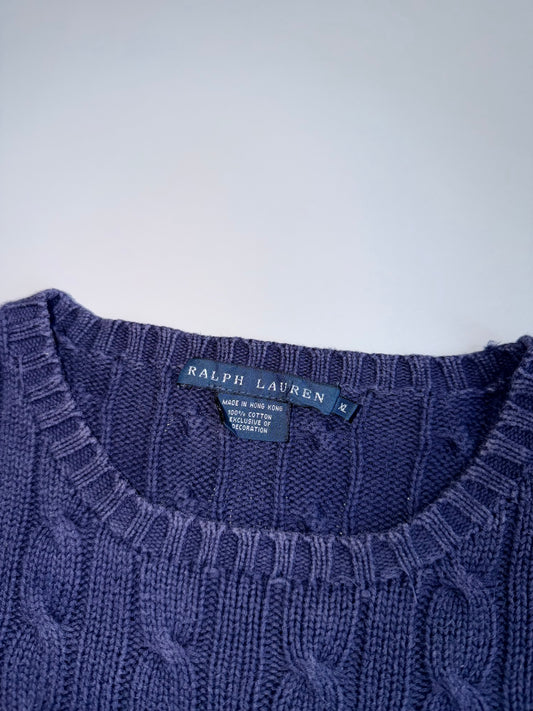 Ralph Lauren | Navy Cable Knit Sweater | (S/M)
