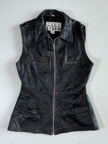 Storm Real Leather Black Utility Vest Women’s (XS)