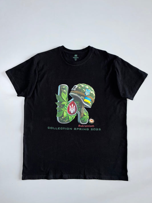 Mayak #Ukrainium Ukrainian Military Graphic T-Shirt Black Collection Spring 2025 (L)
