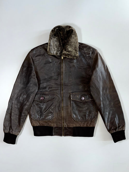 Vintage (Detechable Furr Coller) Premium Original Leather Jacket (M)